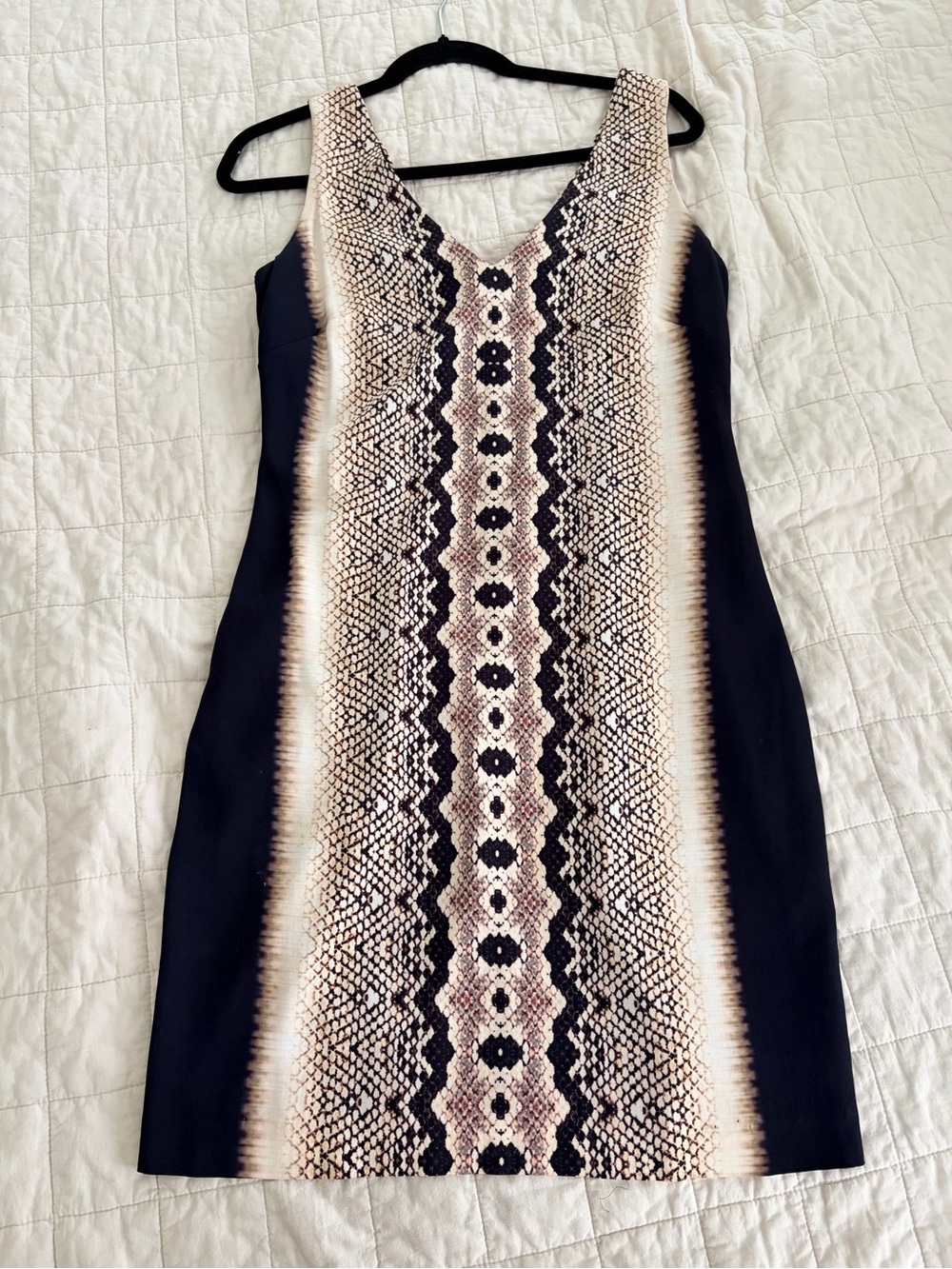 Artelier Nicole Miller Sleeveless V-Neck Midi Snake print Dress